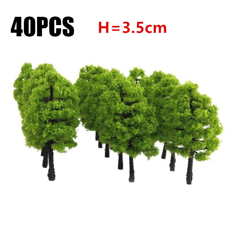 20/70pcs Plastic Model Train Artificial Miniature Tree Scenery Railroad Decoration Building Landscape Accessories Toys for Kids