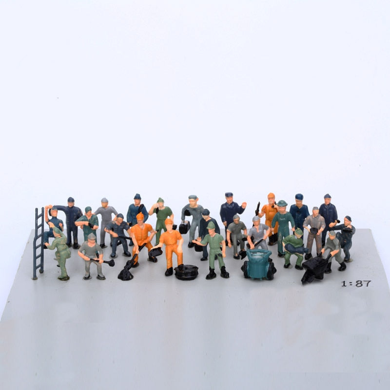 27pcs 1:87 Ho Scale Model Railway Workers Landscape Model Train Railway Layout Scenery Diy  Miniature Dioramas Display Gaming