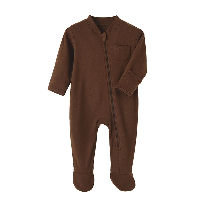 Newborn Baby Romper Footed Spring Autumn Girls Boys Bodysuit Soft Cotton Toddler Jumpsuits Solid Color Overalls Infant Clothing Mike's mixed store