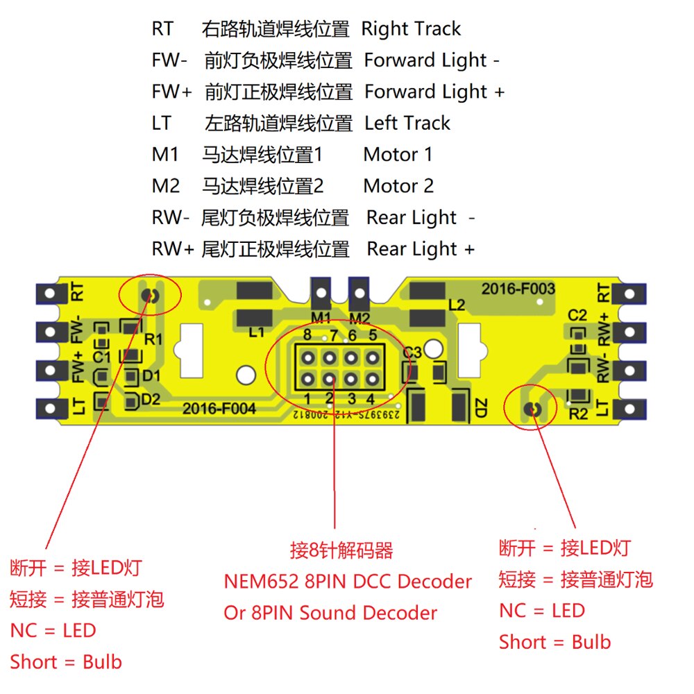 NEM652 8PIN HO Scale Train Model DCC Base Board for Bachmann & Athearn Train