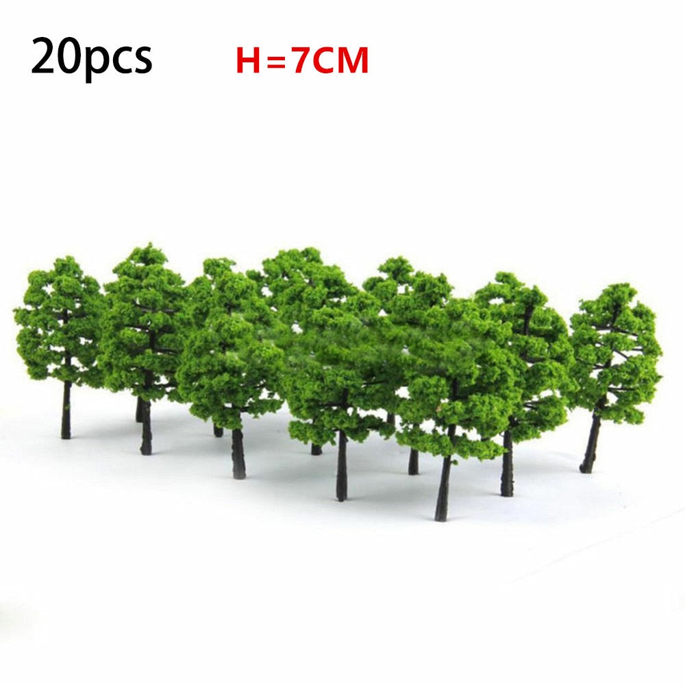 20/70pcs Plastic Model Train Artificial Miniature Tree Scenery Railroad Decoration Building Landscape Accessories Toys for Kids