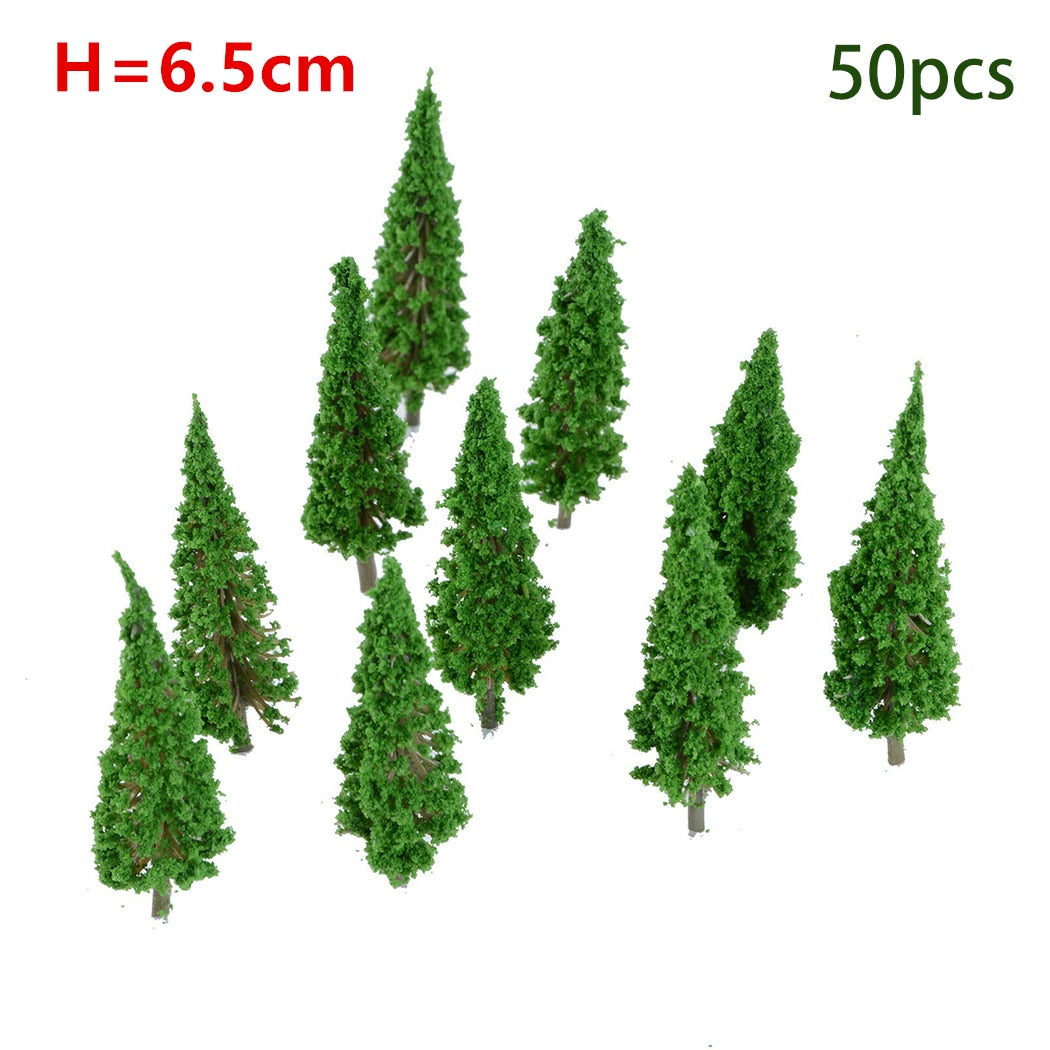 20/70pcs Plastic Model Train Artificial Miniature Tree Scenery Railroad Decoration Building Landscape Accessories Toys for Kids