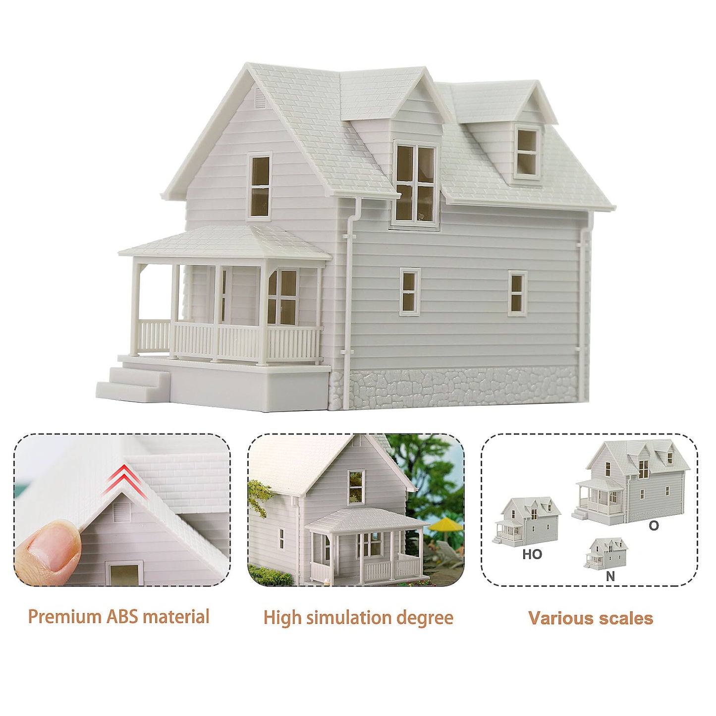 1 Unit Model Railway Layout O HO N Scale Village House White Blank Architectural Buildings Unassembled