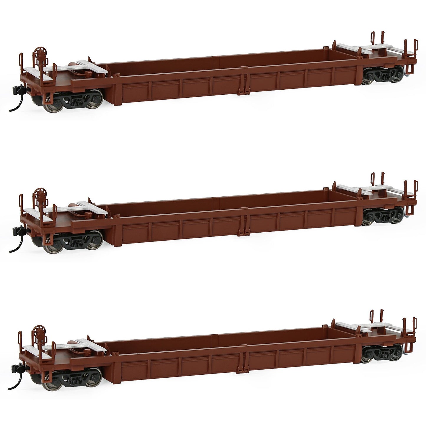 Evemodel 3pcs HO Scale 40' Well Car 1:87 40ft Depressed Center Flat Car Model Railway Wagon Freight Car C8749