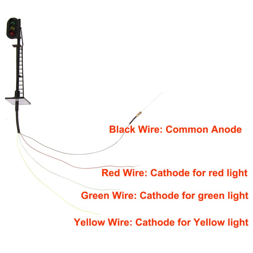 3pcs Model Railway HO Scale 1:87 Red Yellow Green Block Signal Traffic Signal 6.3cm Traffic Light Black Post with Ladder