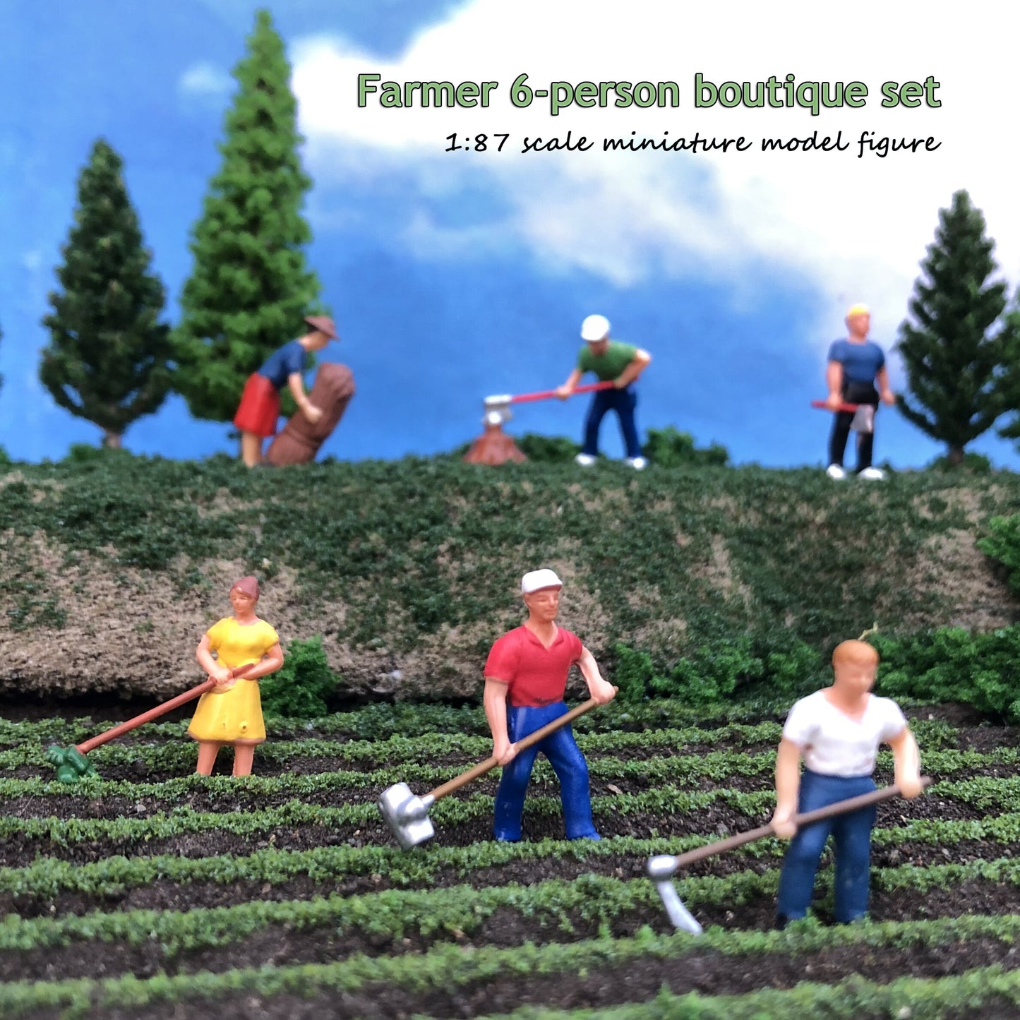 Funtrying 1:87/72 HO Scale Simulation Model Figures Farmer Sand Table Miniature Scene Farm Character Photography