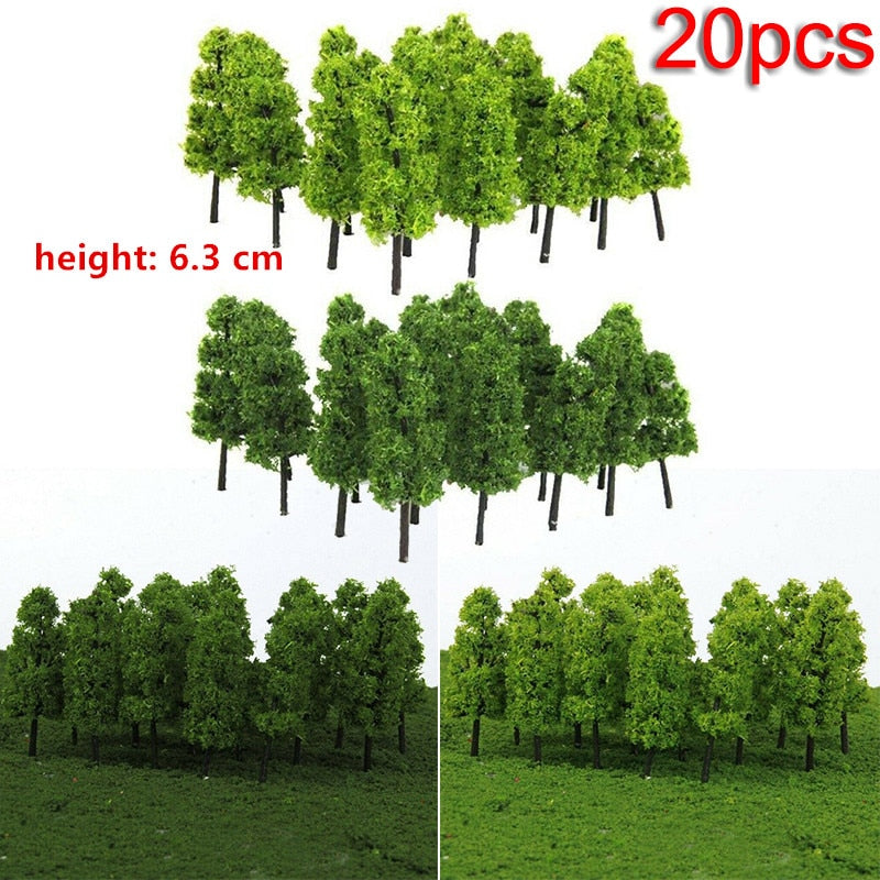 20/70pcs Plastic Model Train Artificial Miniature Tree Scenery Railroad Decoration Building Landscape Accessories Toys for Kids