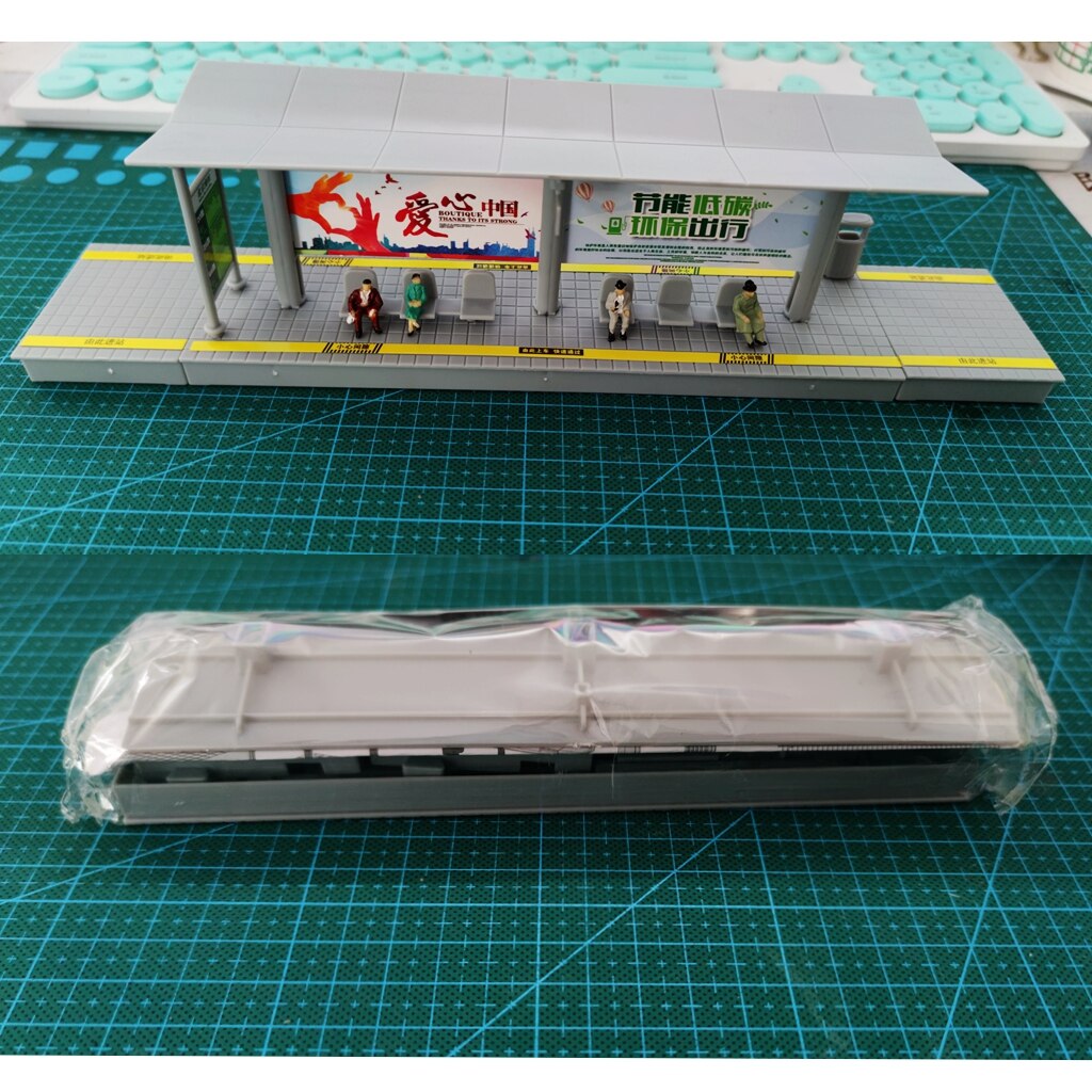 1/87 HO Scale Bus Station Model Car Sports Car Bus Simulation Bus Children High-speed Rail Station Platform Diy Assembly Toys