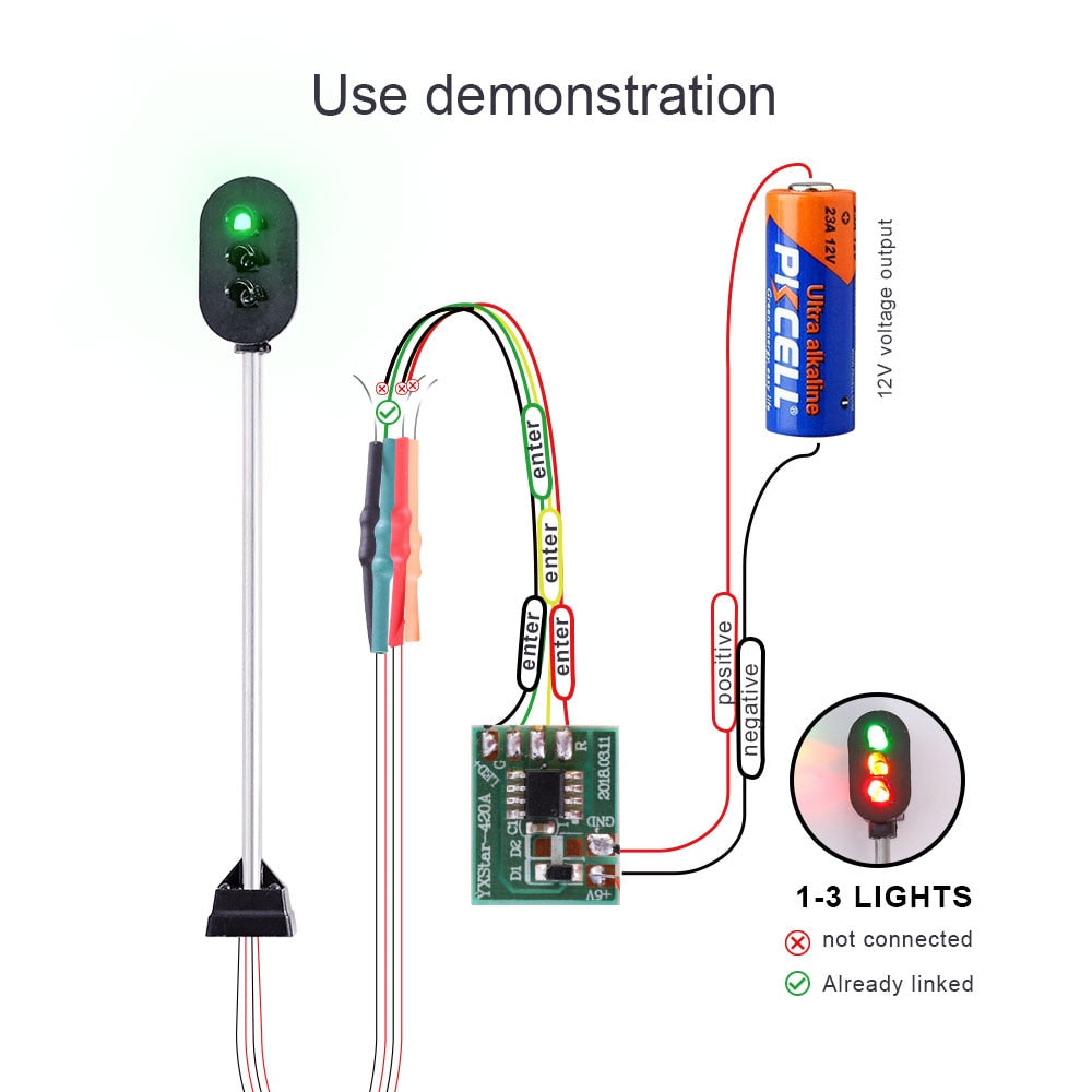 HO N Scale 1:87 Train Model Miniature Signal Traffic Lamp For Railway Landscape Layout