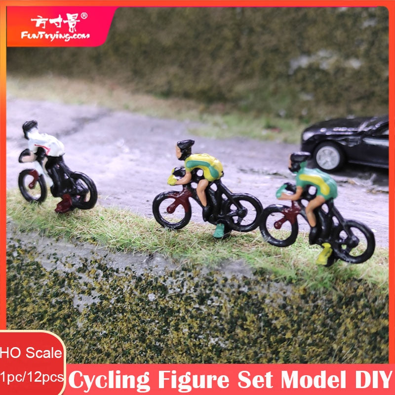 1/87 HO Scale Model Figure set cycling landscape model train railway layout scenery DIY  miniature model dioramas display gaming