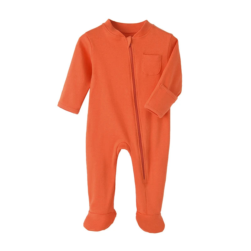 Newborn Baby Romper Footed Spring Autumn Girls Boys Bodysuit Soft Cotton Toddler Jumpsuits Solid Color Overalls Infant Clothing Mike's mixed store