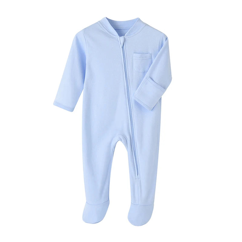 Newborn Baby Romper Footed Spring Autumn Girls Boys Bodysuit Soft Cotton Toddler Jumpsuits Solid Color Overalls Infant Clothing Mike's mixed store