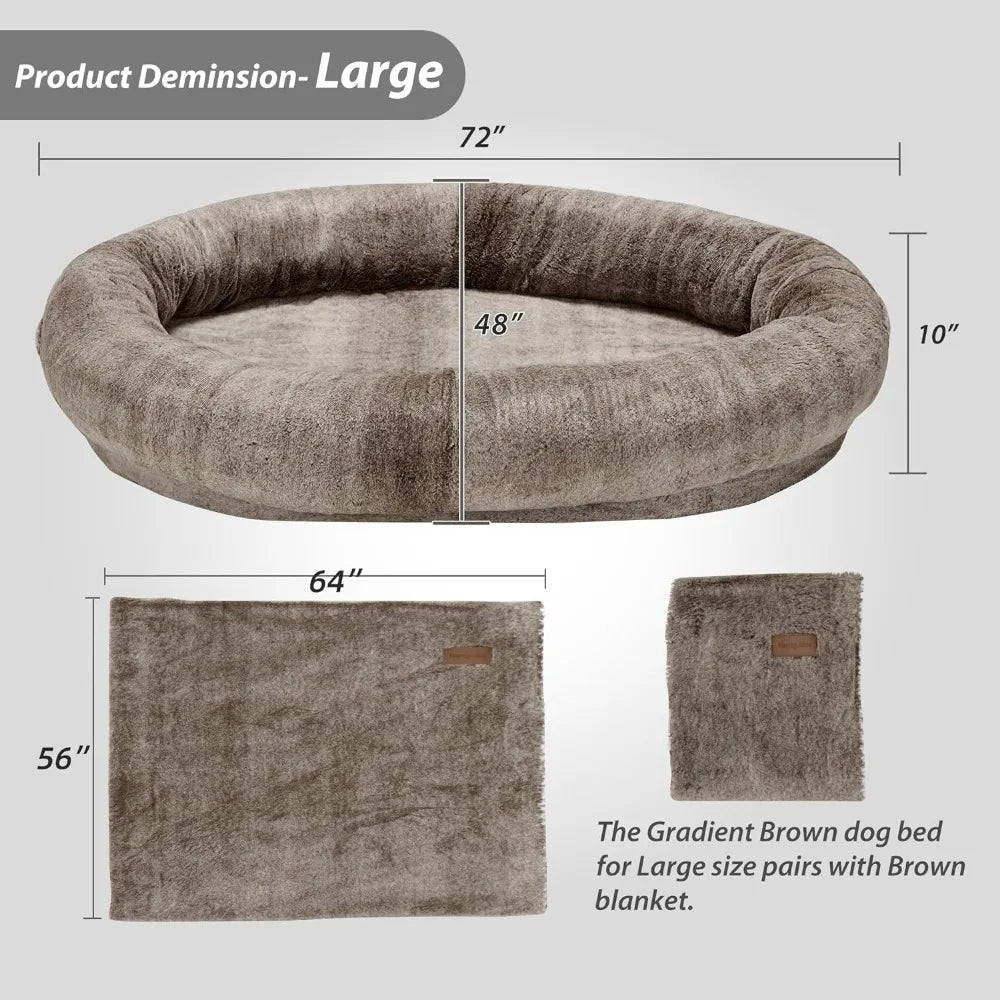 Large Human Dog Bed Bean Bag Bed for Giant Beanbag Dog Bed with , Families, Pets,72"x48"x10" (Brown)freight free