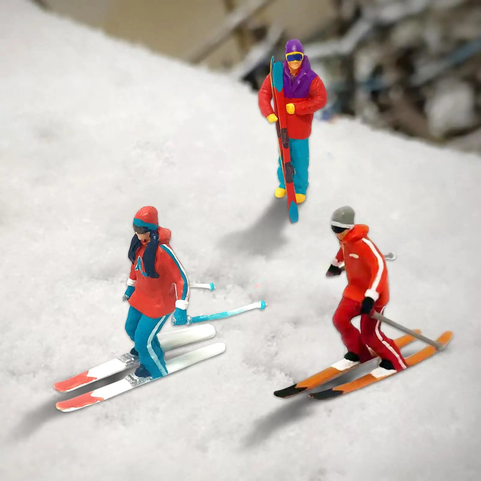 3 Pieces HO Scale 1/87 Mini Skiing Figure Diorama Building Railway Scenes Tiny People Layout Accessories Mike's mixed store