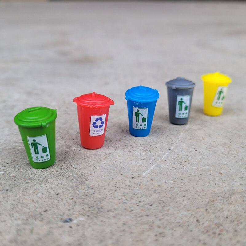 HO/N Scale Model Street Trash Can Micro Landscape Garbage DIY Material Rubbish Bin Miniature Mini Simulation Ashcan Sand Table