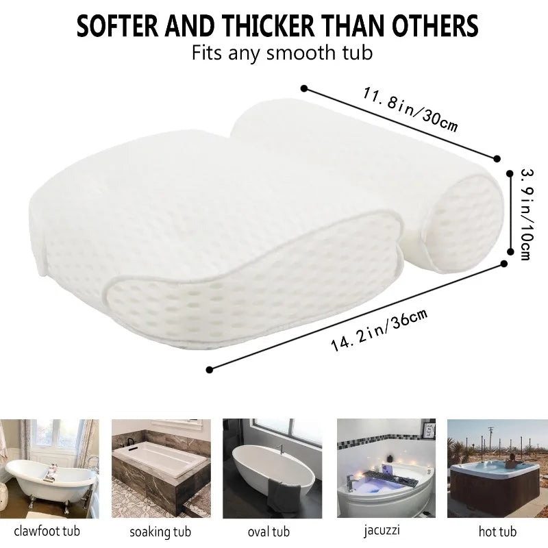 Bath Pillow for Bathtub Support Neck,Head and Back with Non-Slip Suction Cups air mesh Mike's mixed store