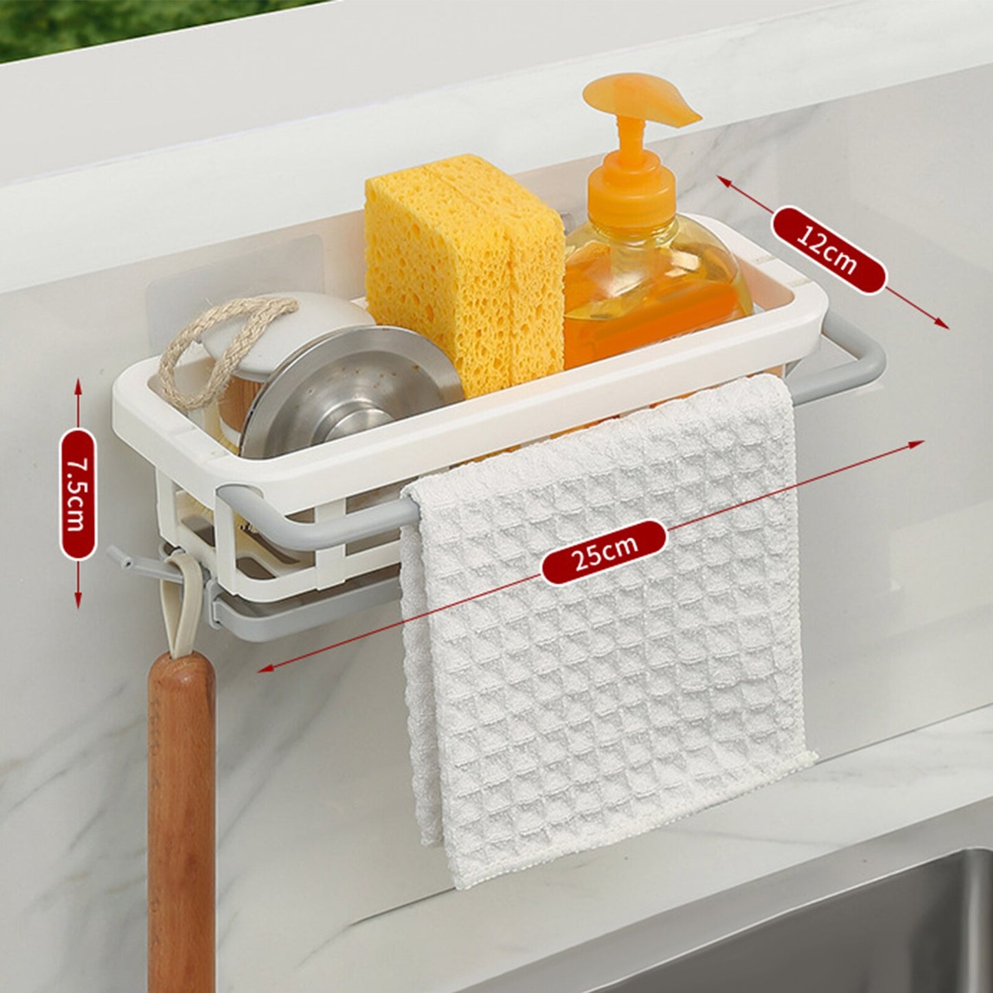 Multipurpose Sink Storage Rack Hanger Adjustable Sink Holder Drain Basket for Kitchen Bathroom Accessories