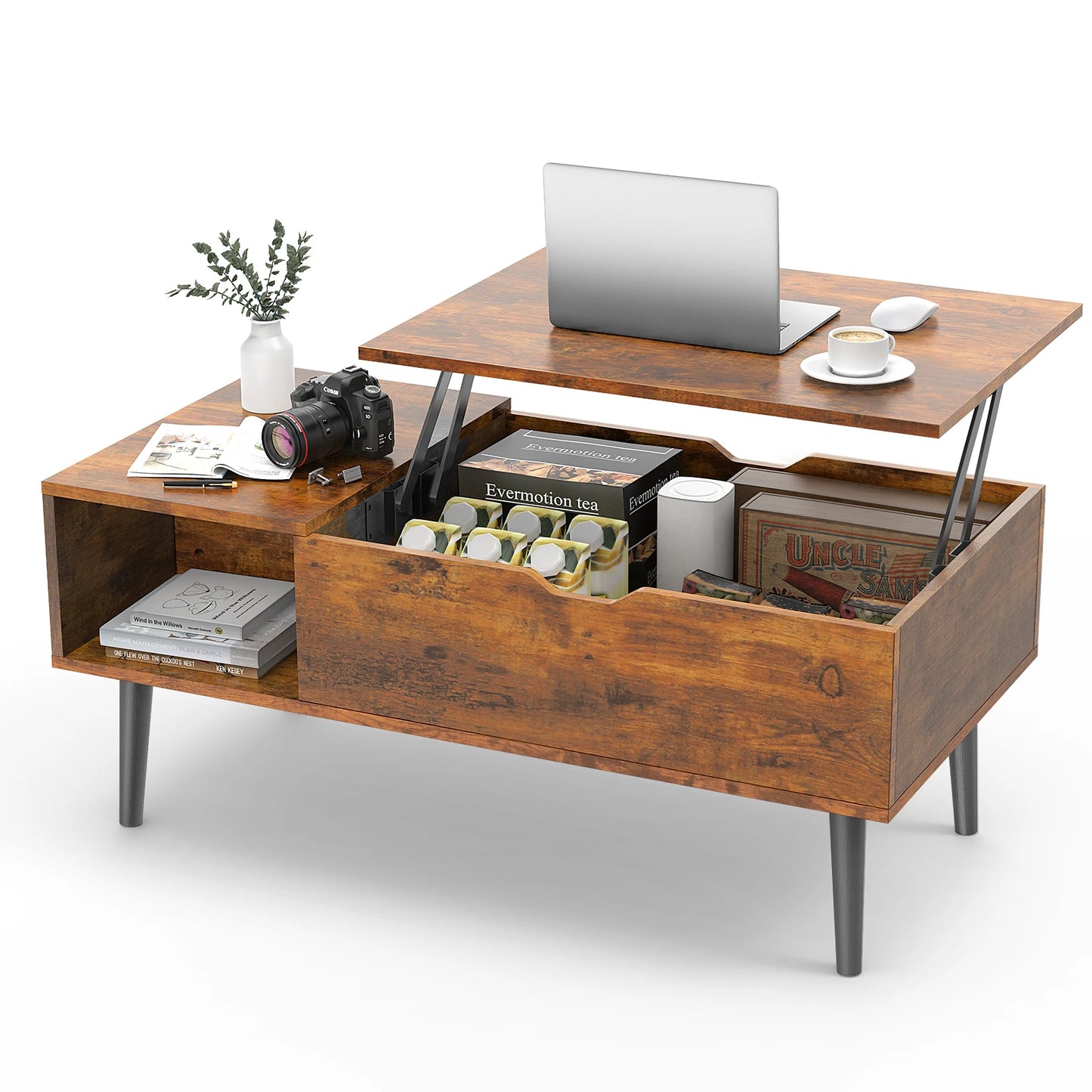 JHK Lift Top Coffee Tables For Living Room 39.37"x19.7" Desk Tea Wood Dining Tables Adjustable Storage Shelf Easy Lift Or Lower Mike's mixed store