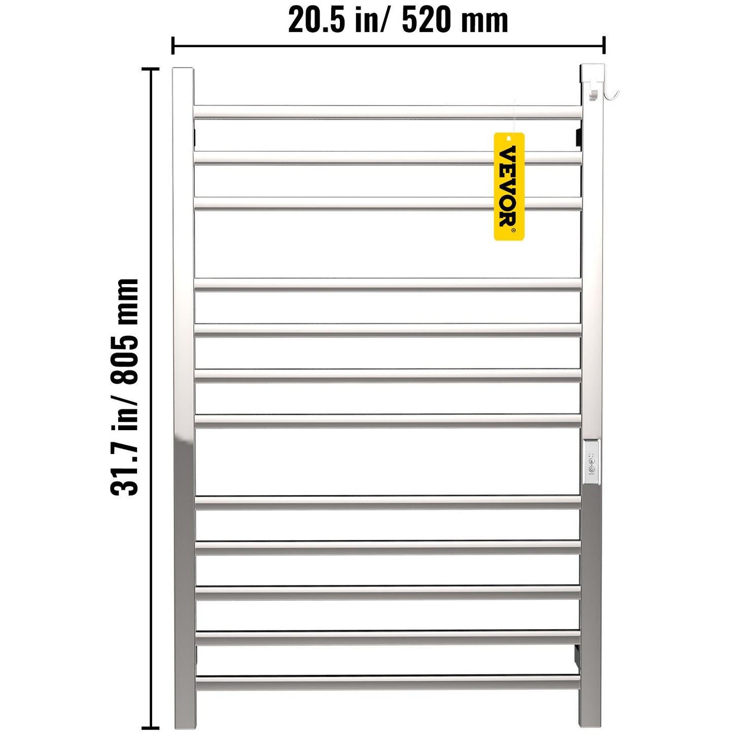 VEVOR Heated Towel Rack Towel Heater Warmer 4/6/8/10/12 Bars Polishing Brushed/ Mirror Polished/ Powder Coated Steel Squared