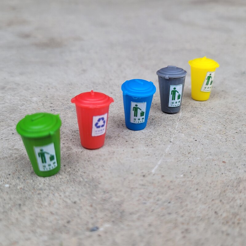 HO/N Scale Model Street Trash Can Micro Landscape Garbage DIY Material Rubbish Bin Miniature Mini Simulation Ashcan Sand Table