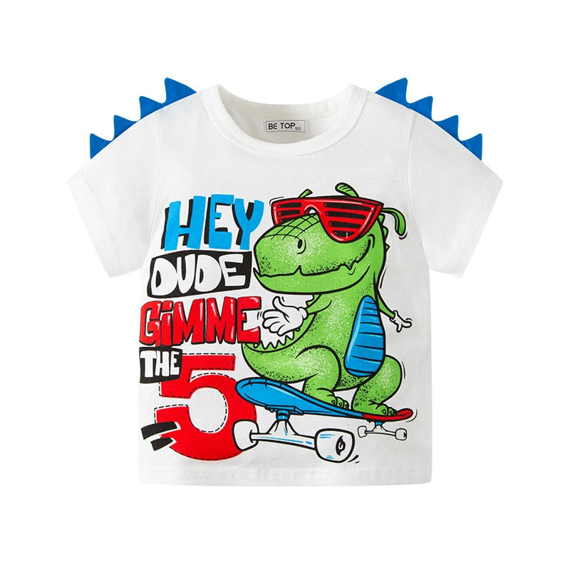 Summer Cotton Boys T-Shirt Kids Shirts Baby Boys Casual Short Sleeve Car Print T-shirt For Boy Children Toddlder Tee Shirts Tops