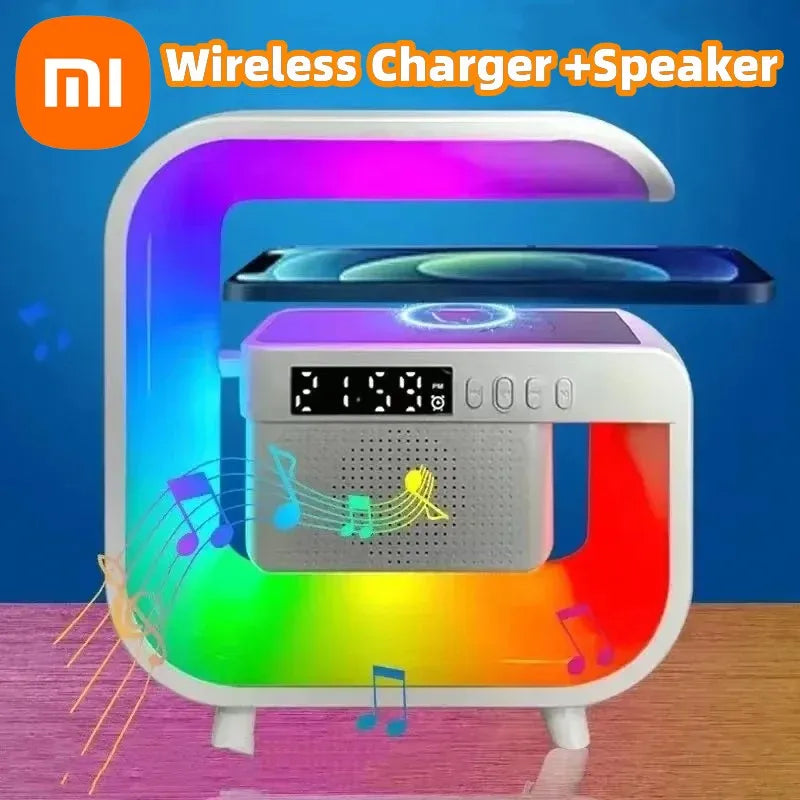 Xiaomi Wireless Bluetooth 5.0 Speaker RGB Night Light FM Speaker With Wireless Charger Stand Fast Charging For iphone Samsung Mike's mixed store