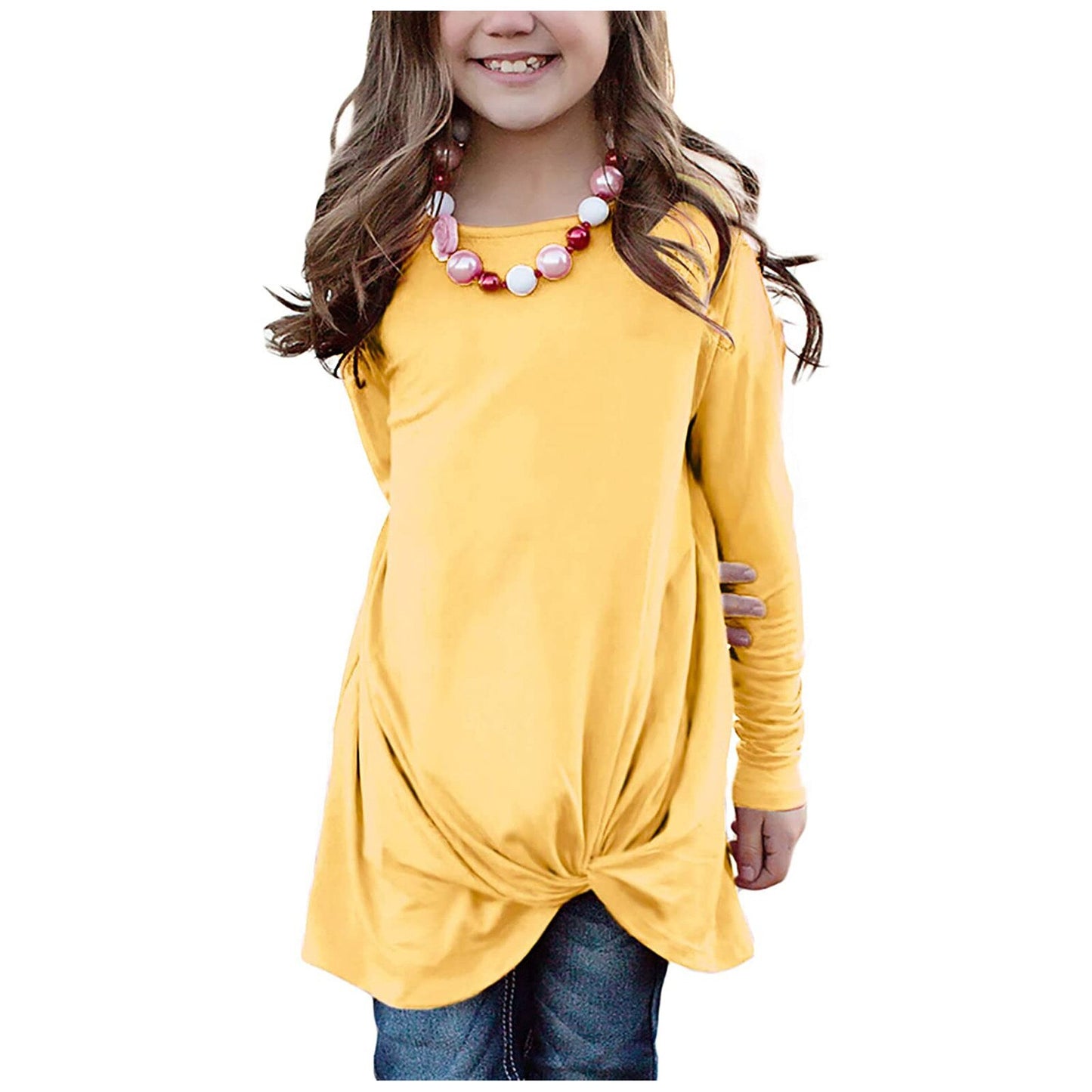 Girls T Shirts Kids Spring Summer Shirts For Girls Long Sleeve Colorblock Girls T-shirt Tops 6 8 9 10 12 Years Big Girls Clothes