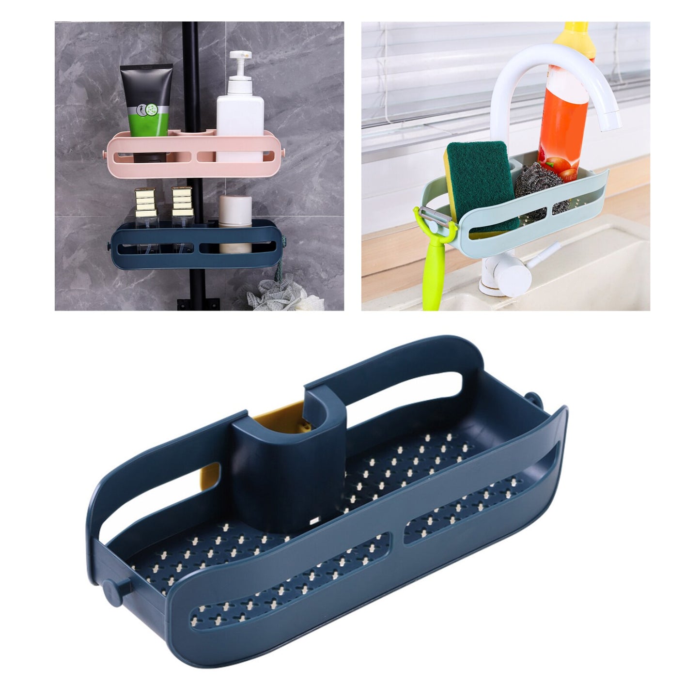 Multipurpose Sink Storage Rack Hanger Adjustable Sink Holder Drain Basket for Kitchen Bathroom Accessories