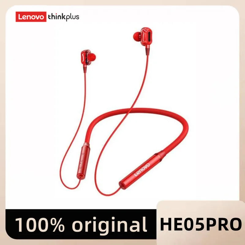 Original Lenovo HE05 Pro TWS Wireless Earphone Bluetooth 5.0 Sports Noise Canceling Neckband Headphones Waterproof Microphone Mike's mixed store