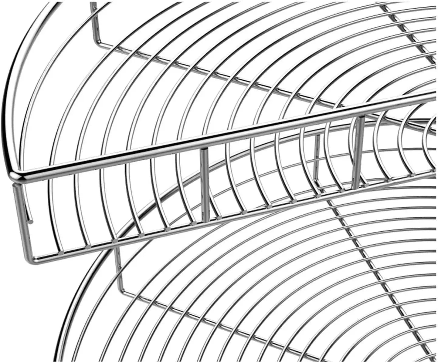 32“ Kidney Shape Chrome Lazy Susan Double Rack Kitchen Cabinet 2 Shelf Set(Base Cabinet Kidney Shape Dia.32)