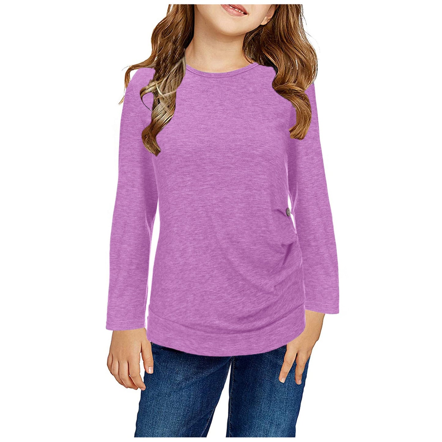 Girls T Shirts Kids Spring Summer Shirts For Girls Long Sleeve Colorblock Girls T-shirt Tops 6 8 9 10 12 Years Big Girls Clothes