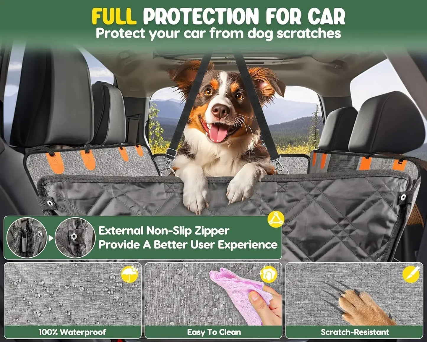 Furniture supplies Back Seat Extender for Dogs, Dog Car Cover Hard Bottom, Pet Seat Cover with Mesh Window, Dog Seat Covers