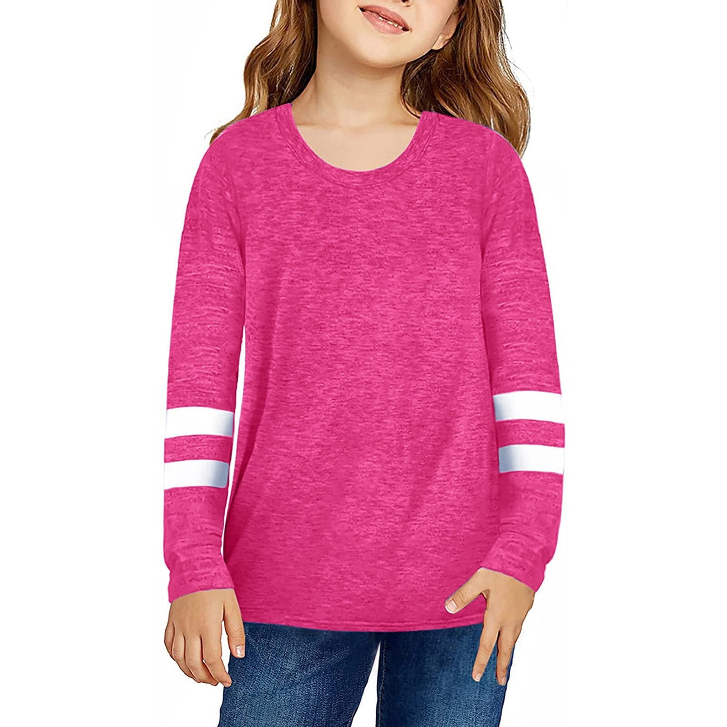 Girls T Shirts Kids Spring Summer Shirts For Girls Long Sleeve Colorblock Girls T-shirt Tops 6 8 9 10 12 Years Big Girls Clothes