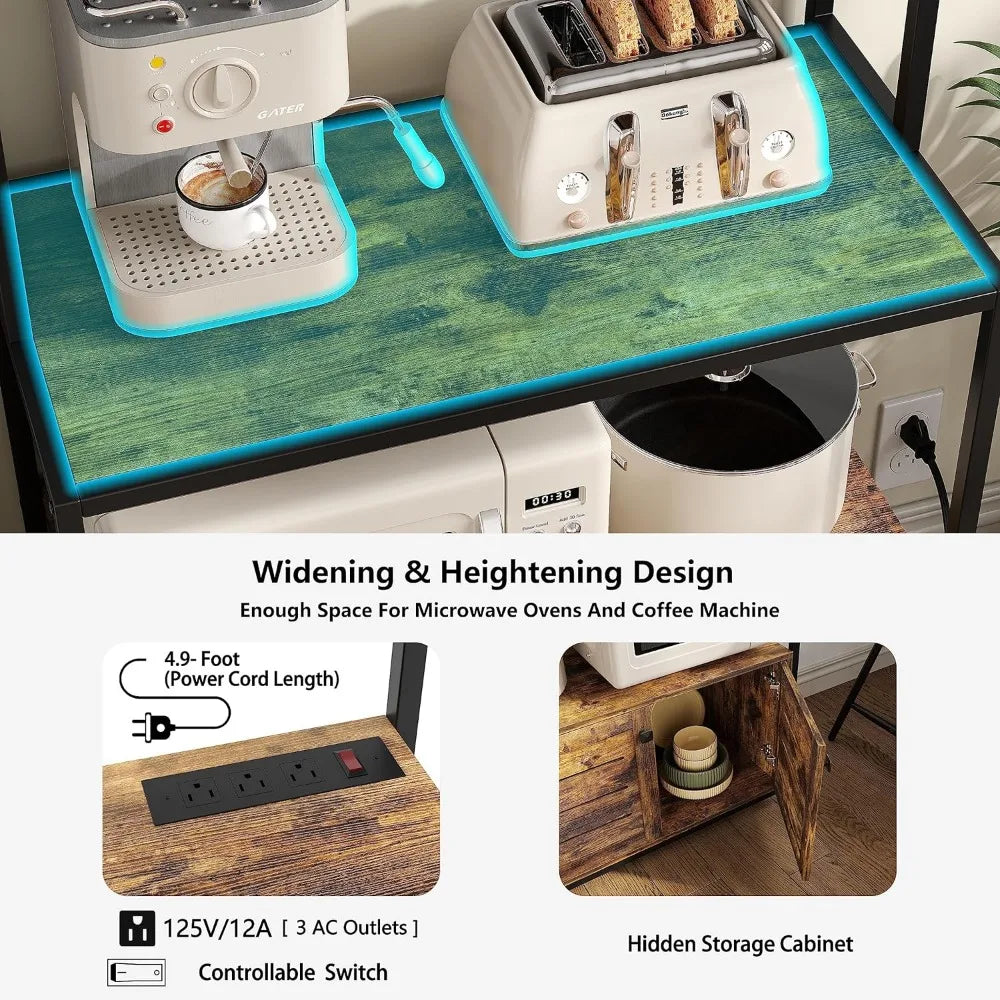 Bread rack, five layer shelf with power socket, microwave shelf, vertical kitchen storage rack with cabinet