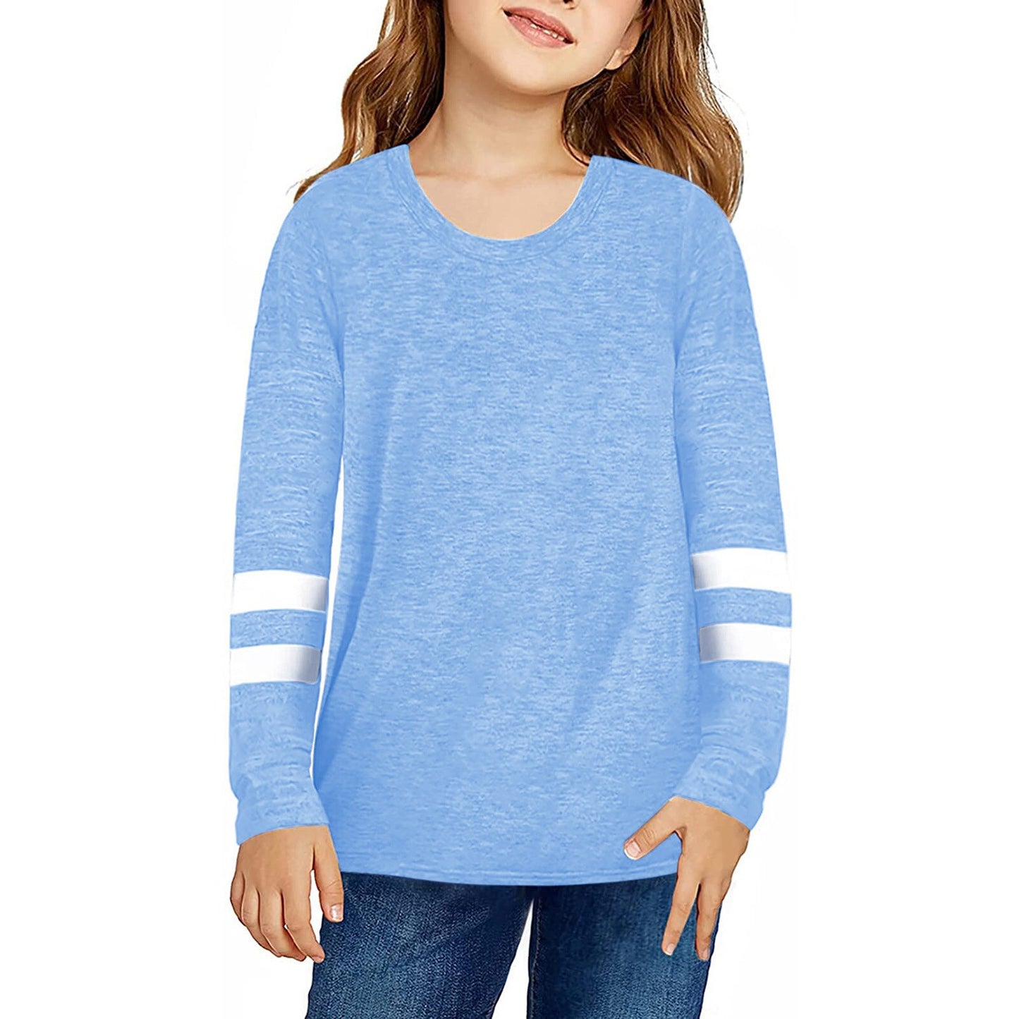 Girls T Shirts Kids Spring Summer Shirts For Girls Long Sleeve Colorblock Girls T-shirt Tops 6 8 9 10 12 Years Big Girls Clothes