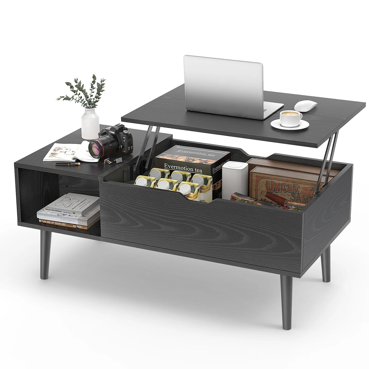 JHK Lift Top Coffee Tables For Living Room 39.37"x19.7" Desk Tea Wood Dining Tables Adjustable Storage Shelf Easy Lift Or Lower Mike's mixed store