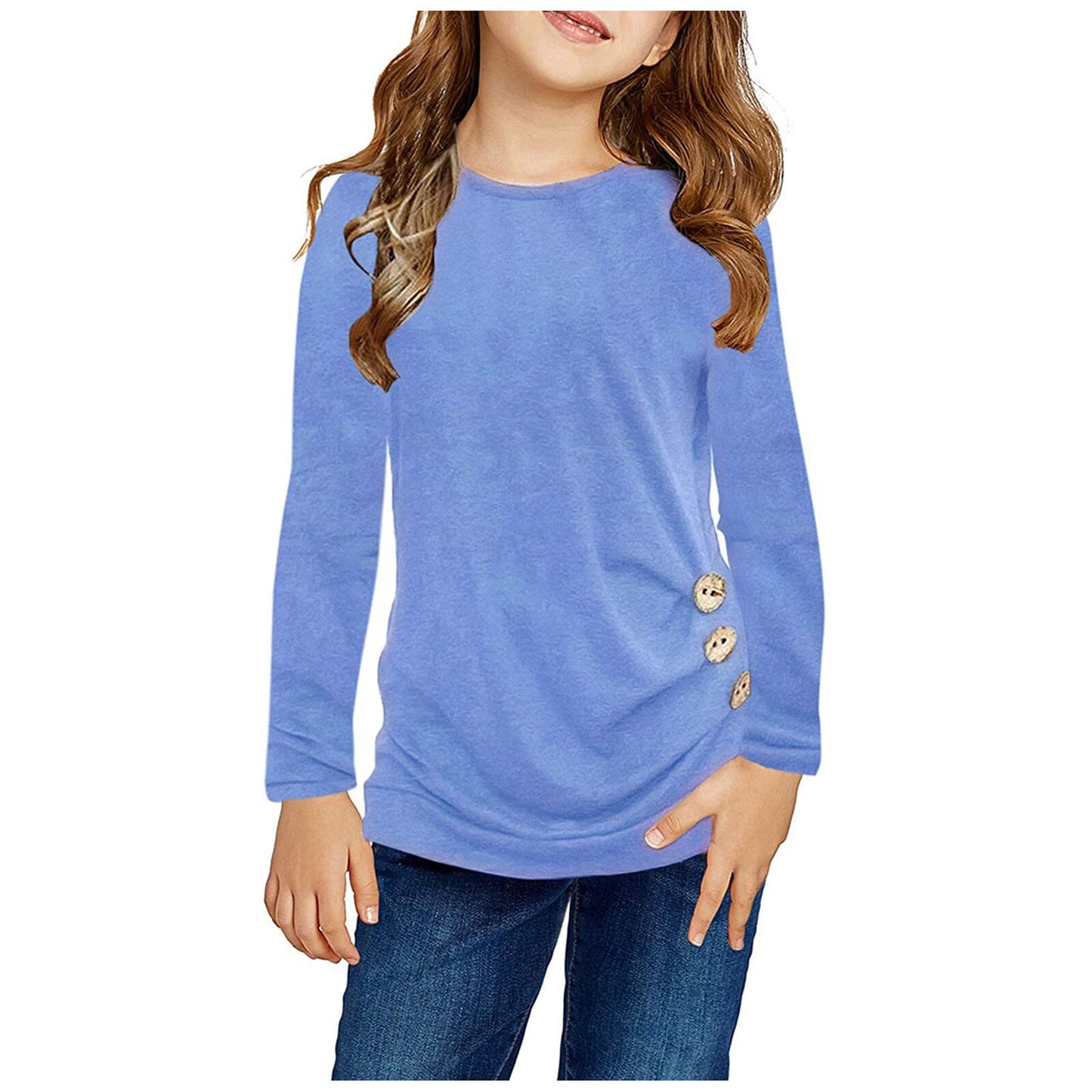 Girls T Shirts Kids Spring Summer Shirts For Girls Long Sleeve Colorblock Girls T-shirt Tops 6 8 9 10 12 Years Big Girls Clothes