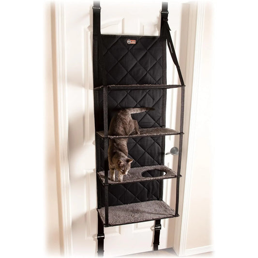 US Hangin’ Cat Tree - Door Mounted Climber Cat Wall Perch Furniture Cat Hammock for Indoor, 4 Story Gray 12 X 22 X 65 Inches Mike's mixed store