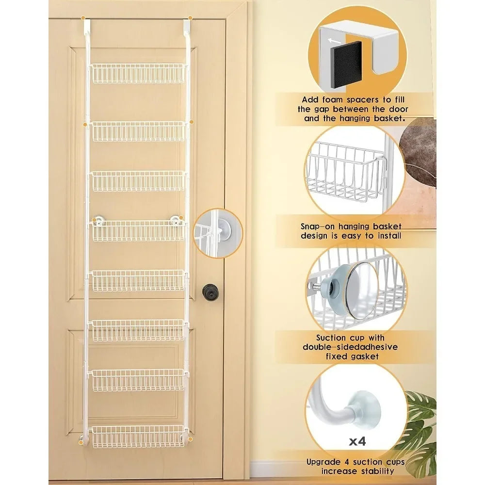 TIMEBAL 8 Tier Over The Door Pantry Organizer, Over The Door Storage Rack, Storage Organization