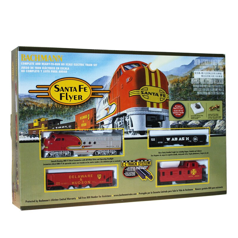 BACHMANN RC Train Model Diesel Locomotive HO Scale  with Carriage Simulation and Lighting Set Santa Fe USA