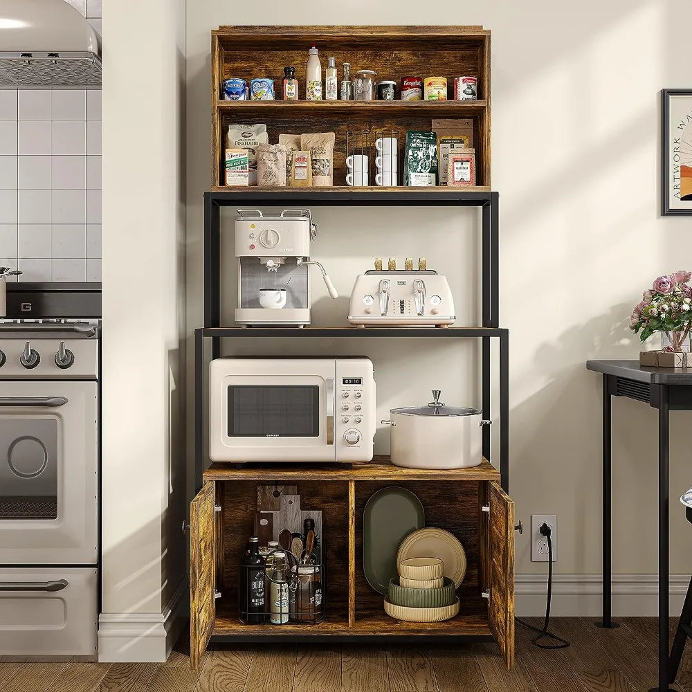 Bread rack, five layer shelf with power socket, microwave shelf, vertical kitchen storage rack with cabinet