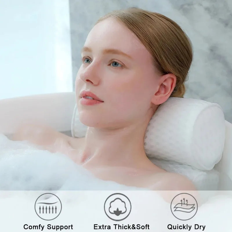 Bath Pillow for Bathtub Support Neck,Head and Back with Non-Slip Suction Cups air mesh Mike's mixed store