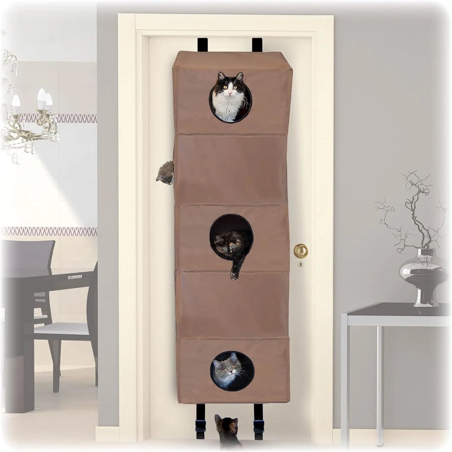 US Pet Products Hangin' Cat Condo Door Mounted Cat Furniture Cat Tree Tan Large 23 X 16 X 65 Inches Mike's mixed store