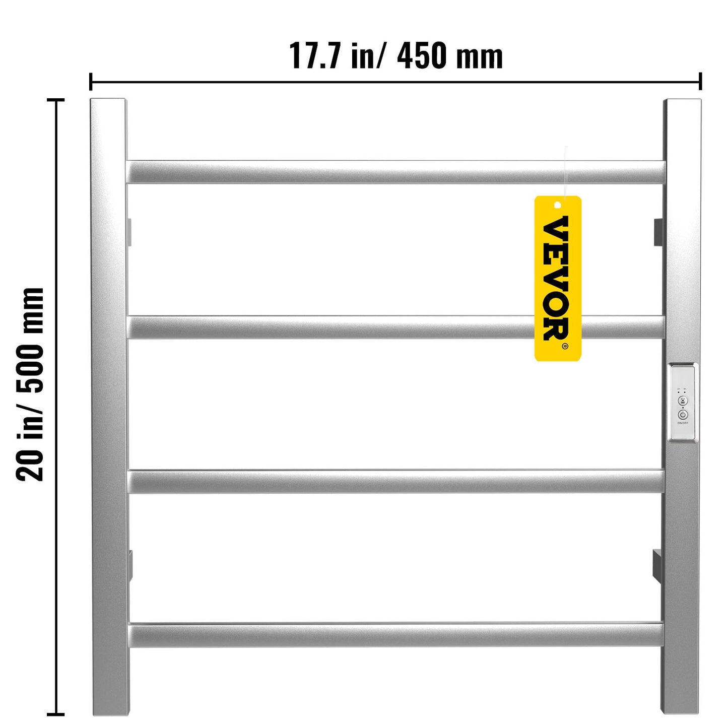 VEVOR Heated Towel Rack Towel Heater Warmer 4/6/8/10/12 Bars Polishing Brushed/ Mirror Polished/ Powder Coated Steel Squared