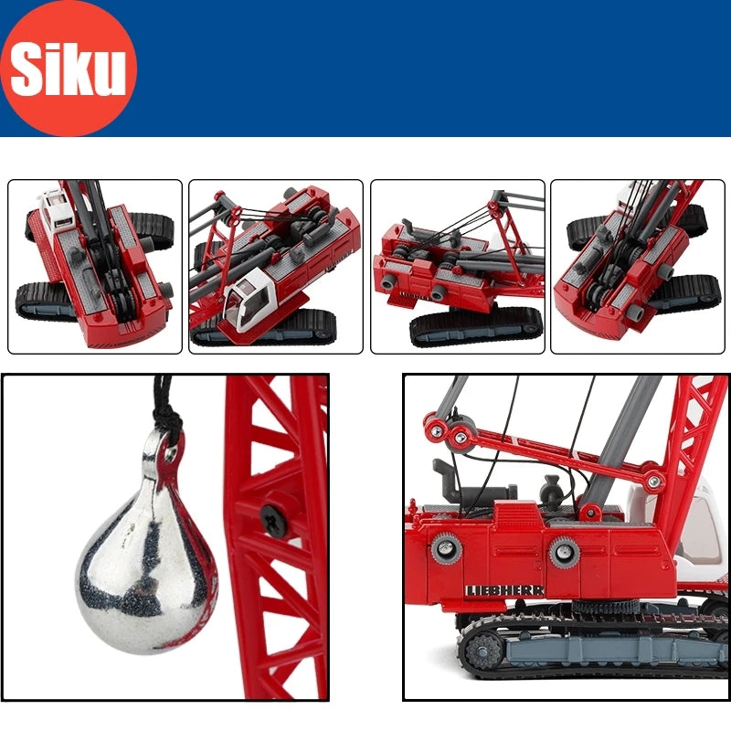 Cable Excavator Crusher Crane Truck Siku 1891 Toy Car For Children 1/87 Model Diecast Zinc Alloy Engineering Miniature Gift Boys