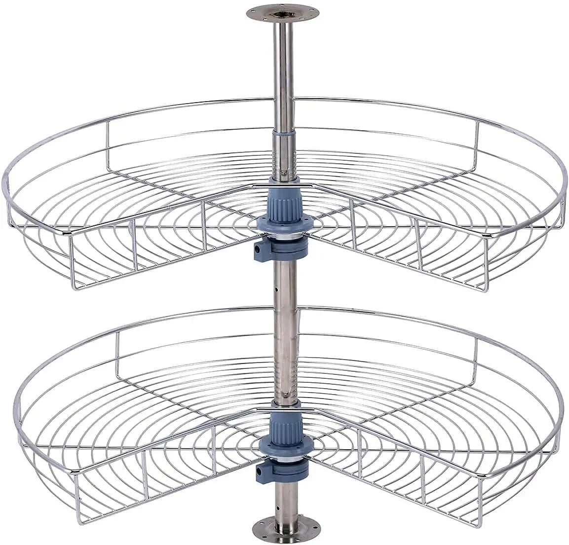 32“ Kidney Shape Chrome Lazy Susan Double Rack Kitchen Cabinet 2 Shelf Set(Base Cabinet Kidney Shape Dia.32)