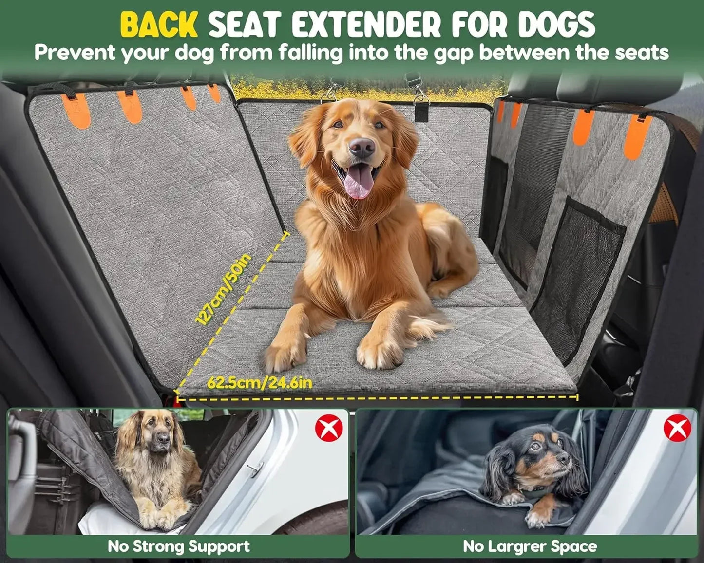 Furniture supplies Back Seat Extender for Dogs, Dog Car Cover Hard Bottom, Pet Seat Cover with Mesh Window, Dog Seat Covers