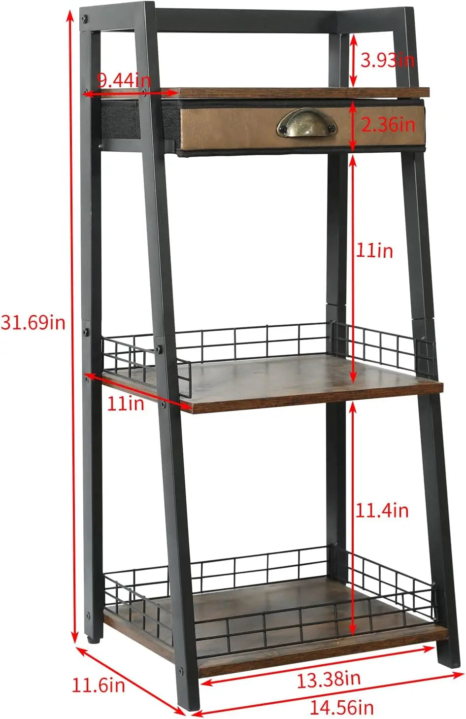 3Tier Bathroom Ladder Shelf Bathroom Floor Storage with Drawer Freestanding Tower Open Shelving Unit for Living Room Balcony Mike's mixed store