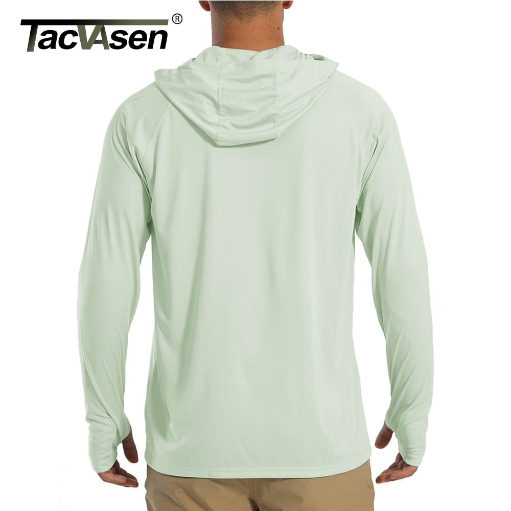 TACVASEN Sun Protection T-Shirts Mens Long Sleeve Hoodie Casual UV-Proof T-Shirts Breathable Lightweight Quick Dry T shirts Male