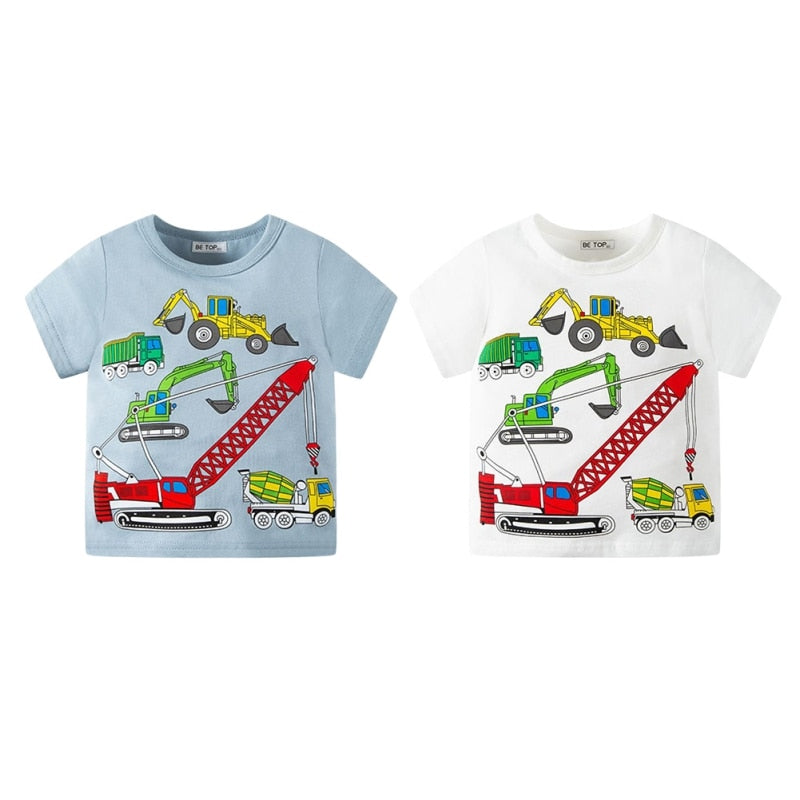 Summer Cotton Boys T-Shirt Kids Shirts Baby Boys Casual Short Sleeve Car Print T-shirt For Boy Children Toddlder Tee Shirts Tops